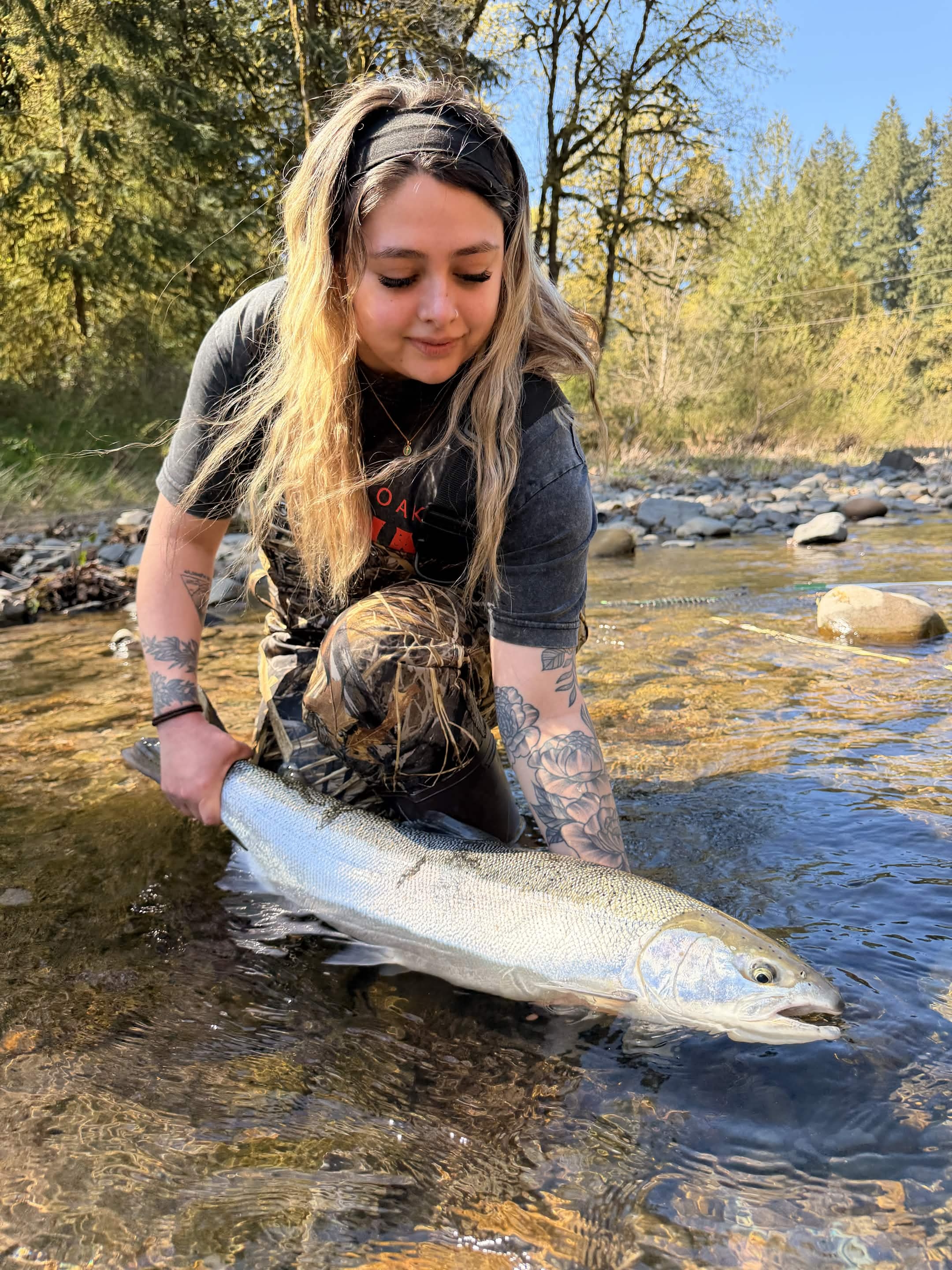 Steelhead caught in a Pacific Northwest river
